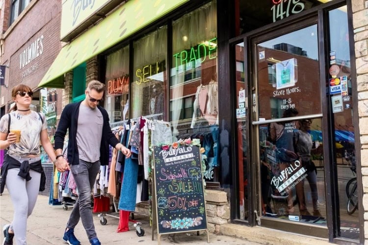 Indie stores, vintage clothing and cool coffeehouses line the streets of Wicker Park, Chicago. Photo by Eric Kleinberg