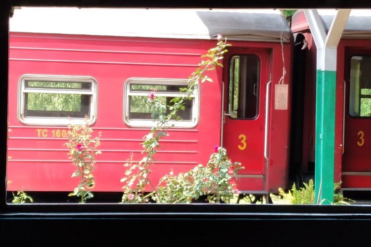 red train car