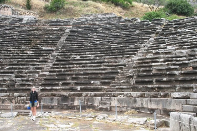 The seating area at the Theatre of Delphi in Delphi, Greece. Photo by Emerina Boshoff