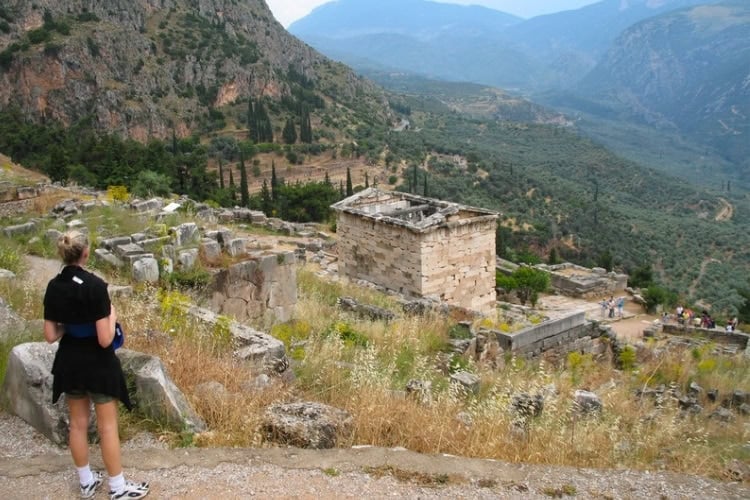 The Treasury of the Athenians, the best preserved monument at the Archaeological Site of Delphi, Greece. Photo by Emerina Boshoff