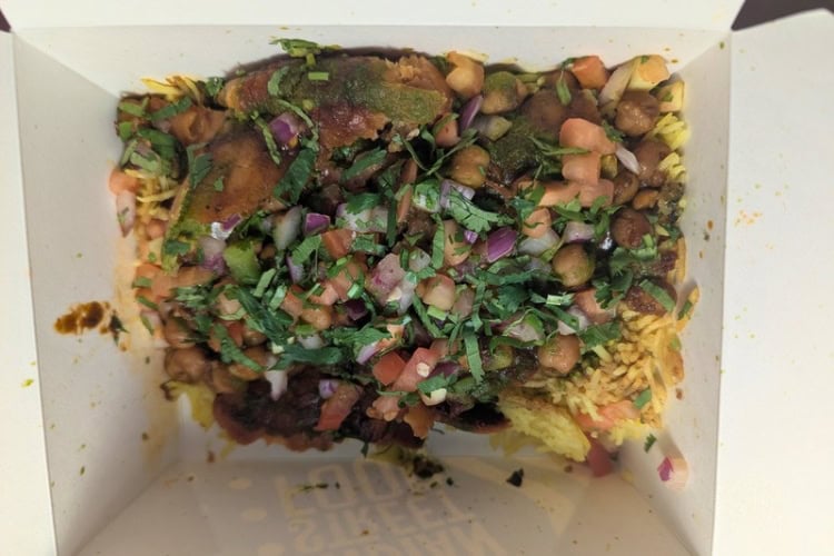 Vegan bowl from Curry Up Now. Photo by Keri G