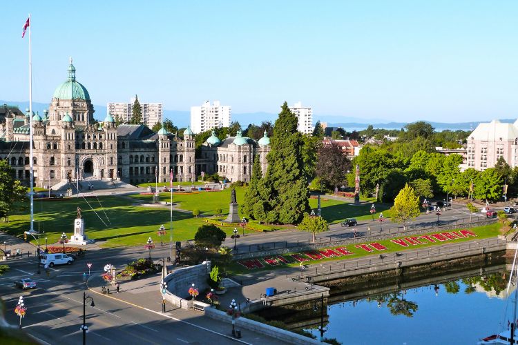 Victoria's beautiful harbourfront Parliament Buildings