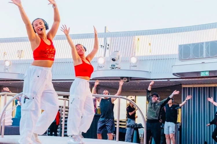 Virgin Voyages fitness classes. Photo courtesy of Virgin Voyages