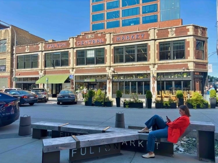 Fulton Market District in Chicago is home to daytime tech creatives and nighttime patio hoppers. Photo by Doug Wallace