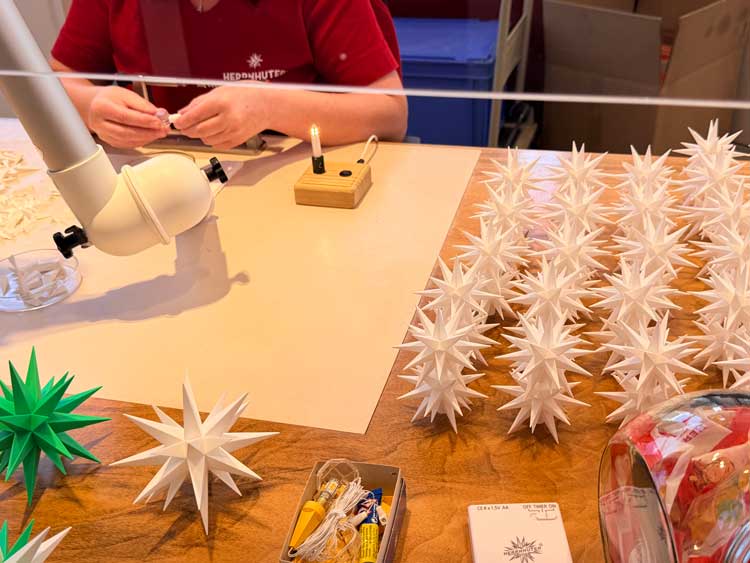 The famous Herrnhut Stars are made in Herrnhut, Germany. Photo by Janna Graber