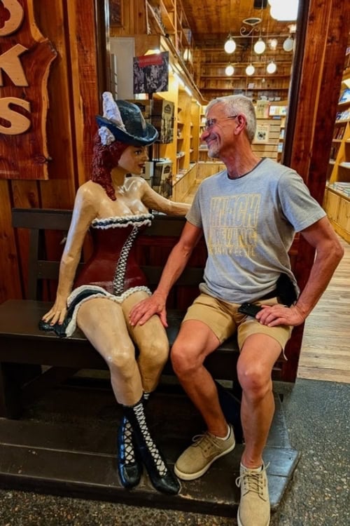 Wall Drug is full of whimsical surprises. The author meets a new friend. Photo by Kathy Hosek