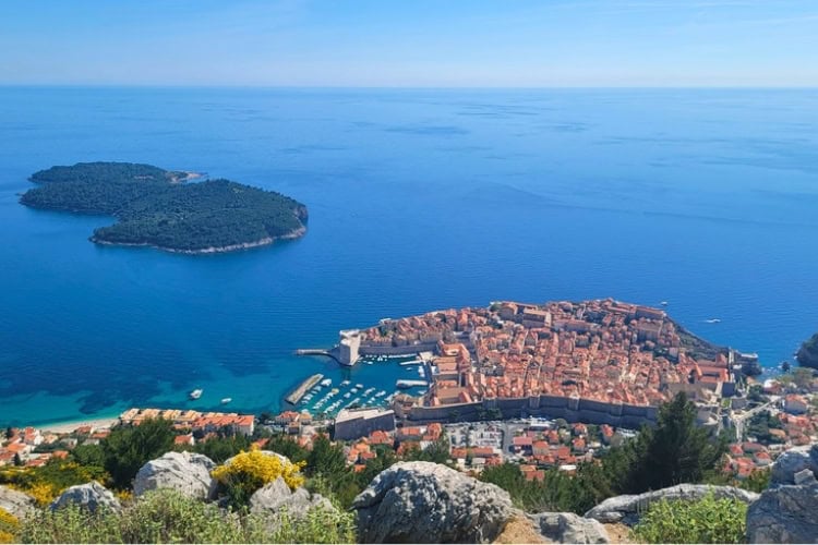 Old Town Dubrovnik and nearby Lokrum Island from Mount Srd. Photo by Eric D. Goodman
