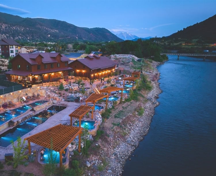 Bird's eye view of Iron Mountain Hot Springs. Photo courtesy of Visit Glenwood Springs