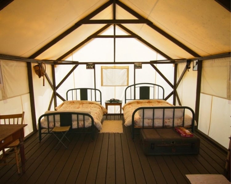 Cozy accommodation in a canvas cabin. Photo by Jane Cassie