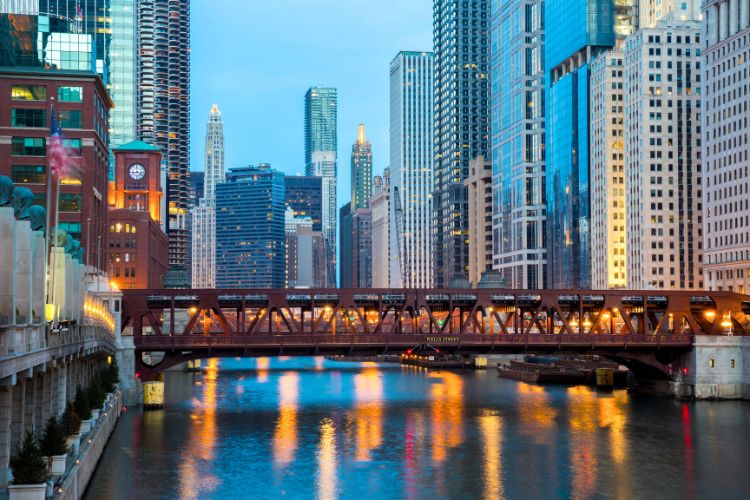 Chicago in the evening