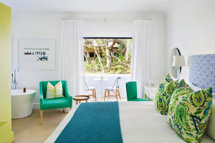 Colorful room with a garden view. Photo by Diane McLeish
