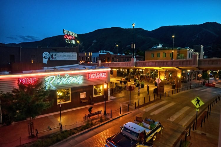 Downtown Glenwood Springs at night. Photo courtesy of Visit Glenwood Springs