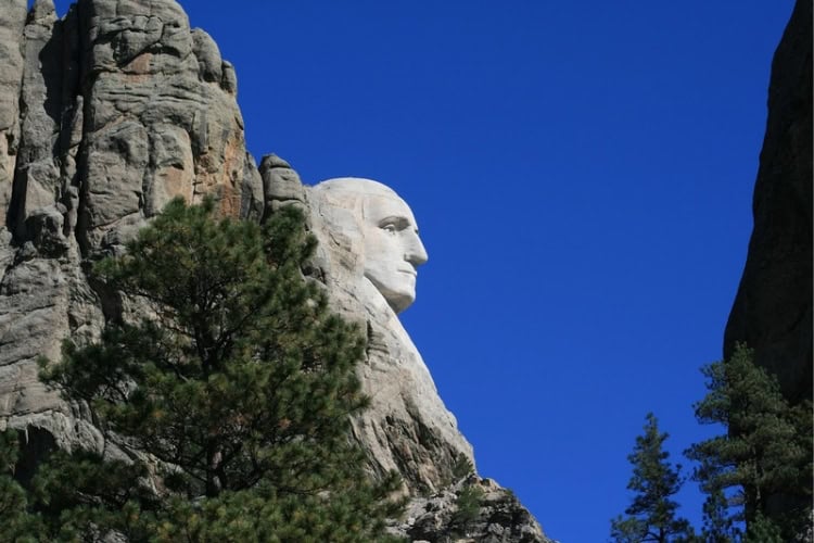 George Washington's commanding profile in granite rose above our head. The Profile View viewing area is just off South Dakota Highway 244. Photo by Frank Hosek