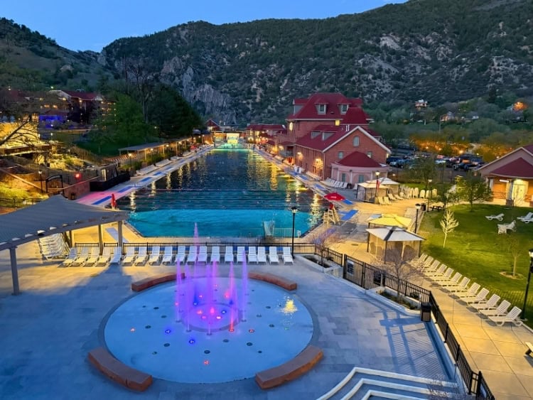 Glenwood Hot Springs Resort at night. Photo by Isabella Miller