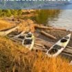 Kayaks resting after a day of paddling to Jones Island Pinterest Photo by Teresa Bergen
