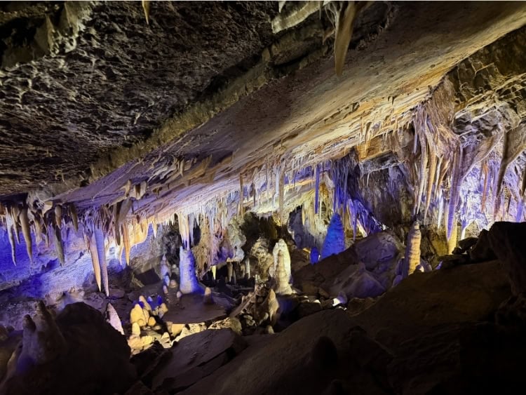 King's Row, the most decorated cave room in Colorado, lit up 150 feet below the surface at Glenwood Caverns Adventure Park. Photo by Isabella Miller