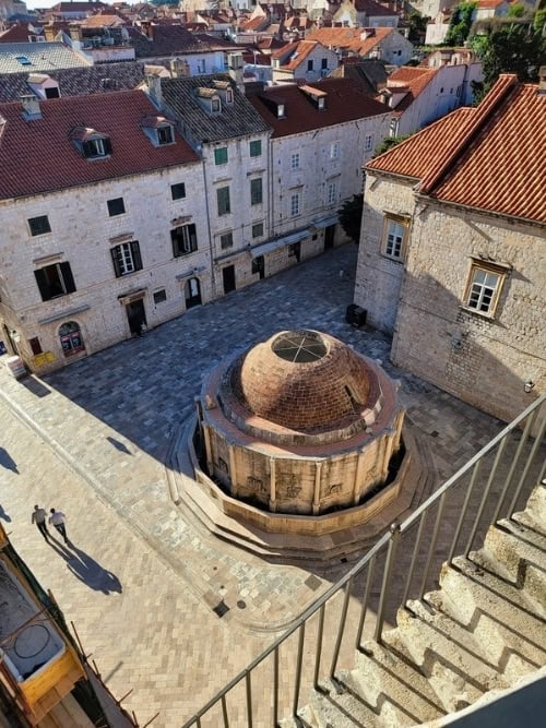 The Large Onofrio’s Fountain has brought clean drinking water to the city since the early 1400s. It’s seen here from the city walls. Photo by Eric D. Goodman