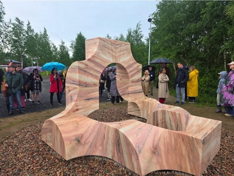 Marble sculpture featured in the Climate Clock Trail. Photo by Irene Middleman Thomas
