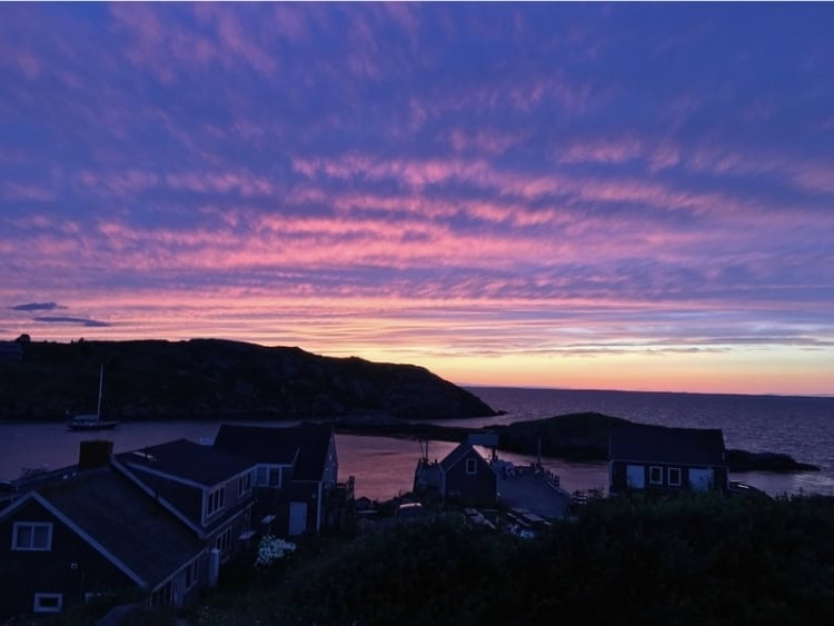 Monhegan sunset view from Island Inn. Photo by Peggy Newland