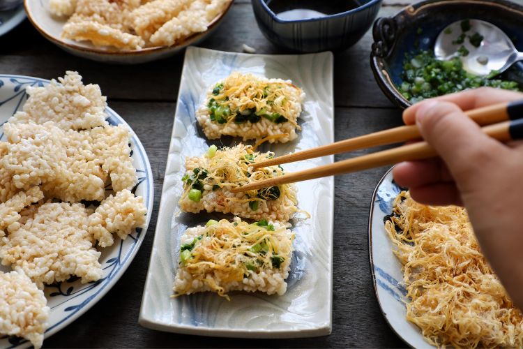Com Chay is a crispy fried rice dish that come with many variations of toppings