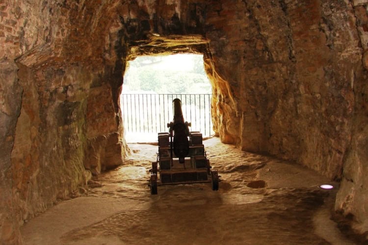 One of the remaining outlooks/cannon holes (portals) found within the tunnels. Photo by John M Smith