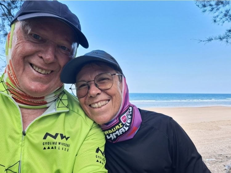 Selfie of the author and wife Vivien at Thung Wua Laen Beach. Photo by Michael Cullen.
