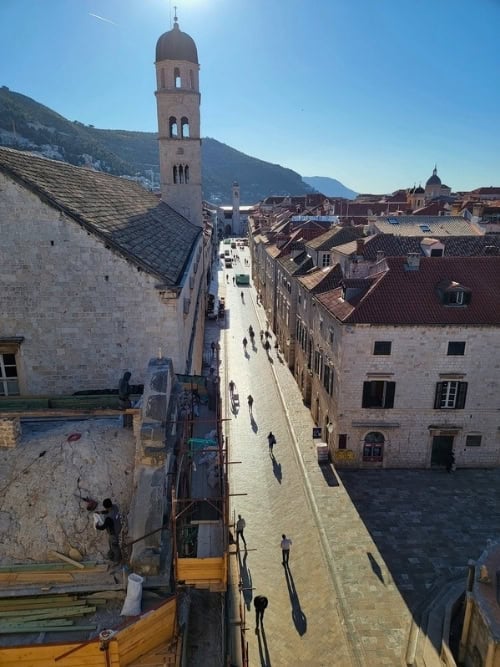 A view of the Stradun from Dubrovnik's city walls. Photo by Eric D. Goodman