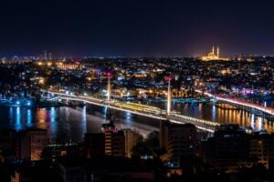 The breathtaking Istanbul skyline glows beautifully at night, Turkey. Photo by Ervo Rocks, Unsplash