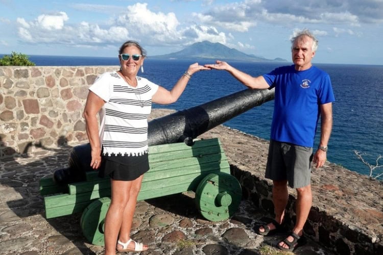 The view to St. Kitts from the lower side of the island. Photo by Tab Hauser