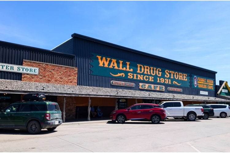Wall Drug Store in South Dakota, a favorite roadside attraction since 1931, offers free activities and entertainment, food, 5-cent coffee, and free ice water. Photo by Frank Hosek