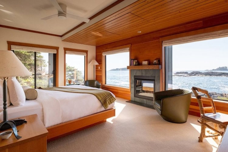 Floor-to-ceiling windows in the Wickaninnish Suite transform nature's spectacle into front-row entertainment Photo by Caitlin Gray