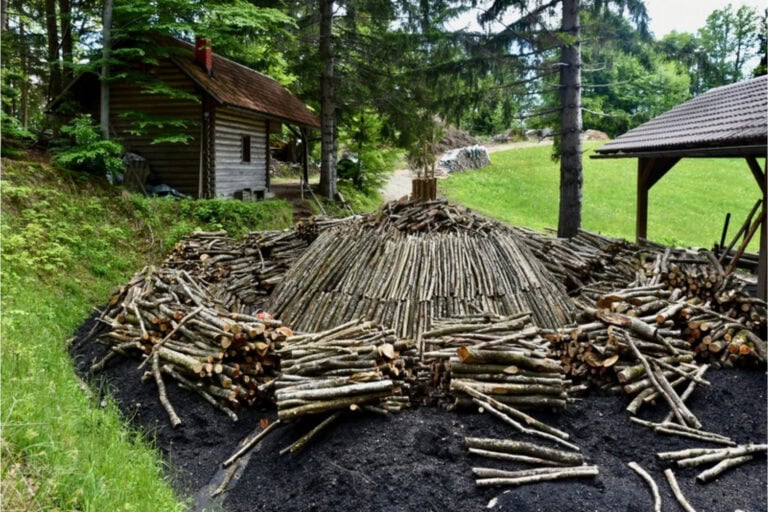 One of the many charcoal kilns in Selca. Photo by Holger Hoffmann