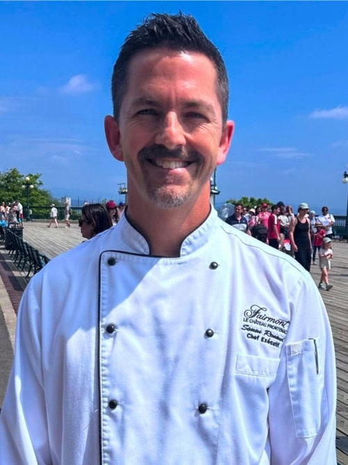 Chef Simon Renaud, who heads the culinary team at Fairmont Le Château Frontenac, graciously takes time to pose for a photo during Canada Day festivities in Québec City. Photo by Sherry Spitsnaugle