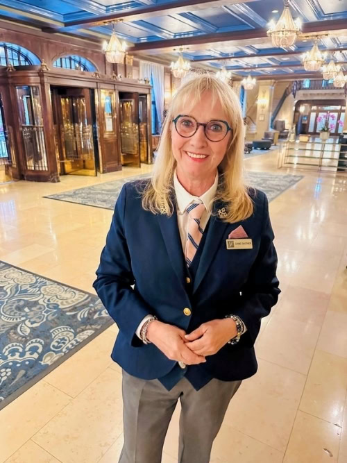 Concierge Diane Gathier in the Fairmont Le Château Frontenac lobby. Photo by Sherry Spitsnaugle
