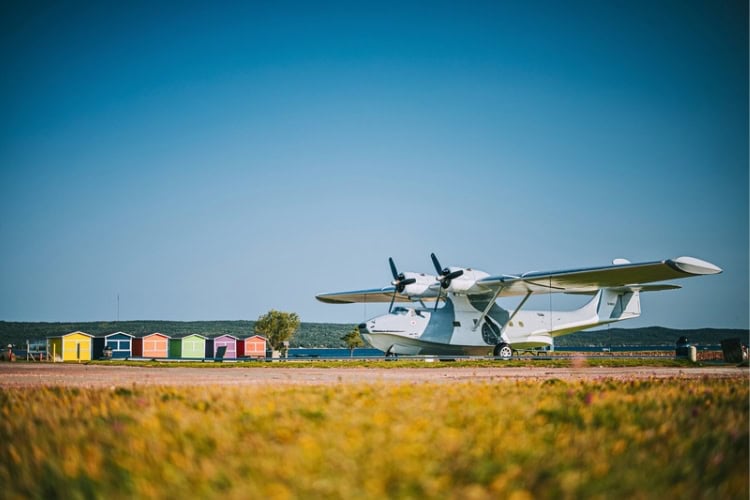A flying boat with wheels attached in Botwood. Photo courtesy of Adventure Central Newfoundland