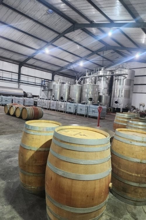 The modern wine cellar at Val du Charron in Wellington. Photo by Janine Avery