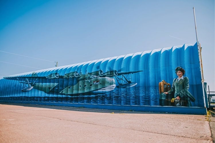 Mural of a flying boat in Botwood. Photo courtesy of Adventure Central Newfoundland