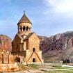 Noravank Monastery surrounded by the red cliffs of Vayots Dzor. Photo courtesy of Hyur Service Pinterest