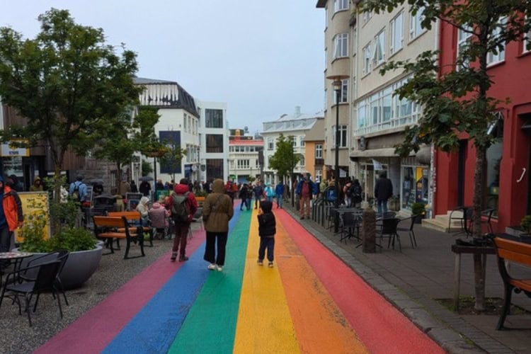 Skólavörðustígur Rainbow Street. Photo by Keri G