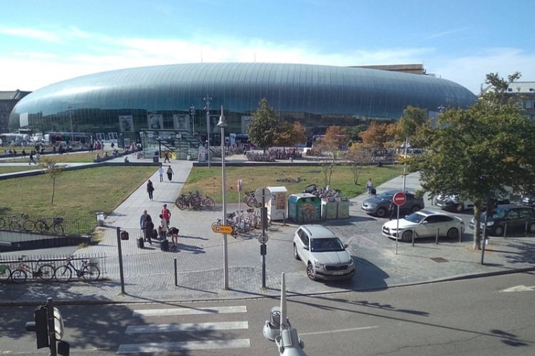 The unusual dome shape of Strasbourg Railway Station. Photo by Barry Barford