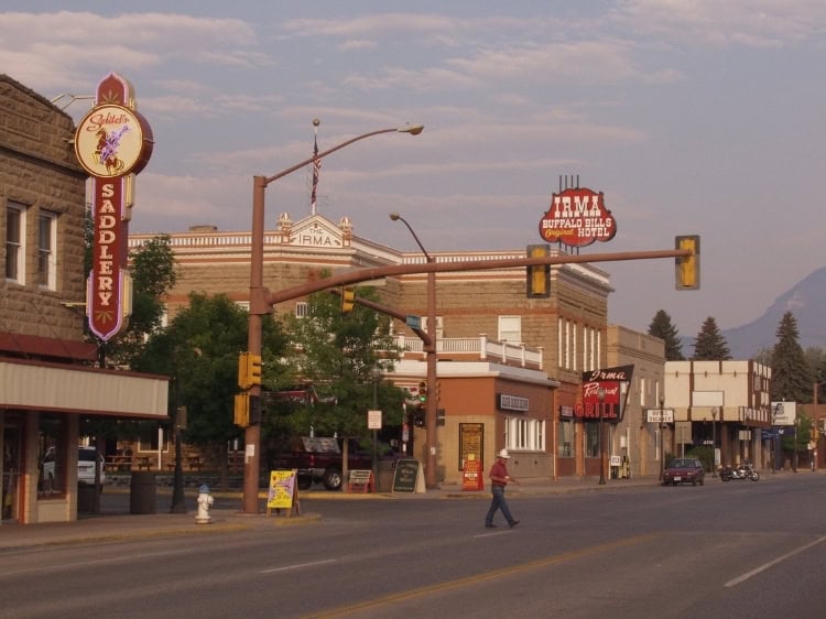 The Irma Hotel, built by Buffalo Bill and named for his daughter, still anchors downtown Cody's main street. Photo courtesy of Visit Cody Yellowstone