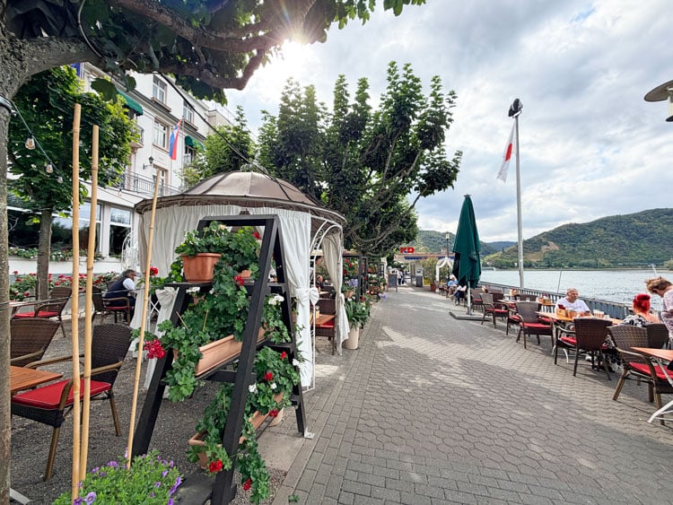 Dining along the river in Boppard, Germany. Photo by Janna Graber