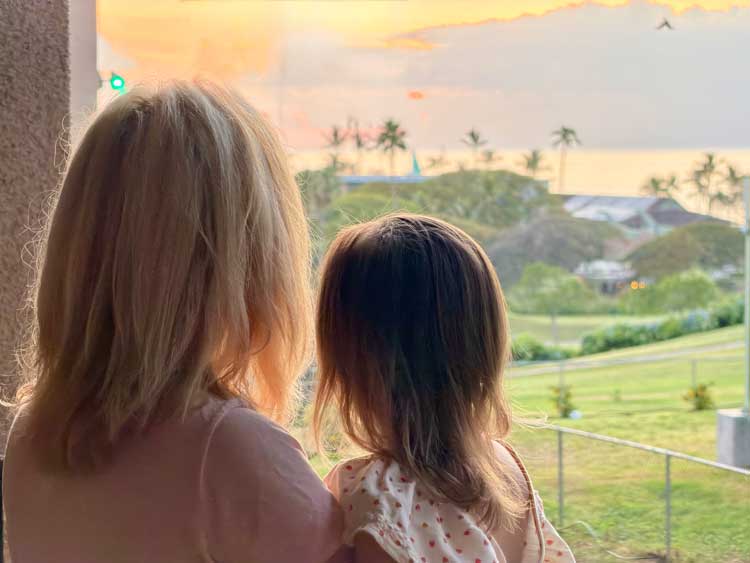 The author with her granddaughter in Maui. Photo courtesy Janna Graber