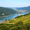 view over the river Rhine from the top of the hill in Rudesheim, Germany