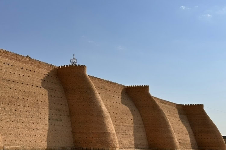 The massive wall of the Ark of Bukhara Fortress. Photo by Steve Sindiong