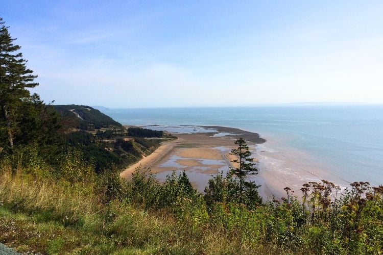 The park’s 30-kilometre scenic drive twists and climbs above the Bay of Fundy