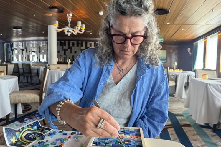 When you are creating a tile mosaic, you are not just choosing colors and design, but considering the space between tiles. Photo by Blue Motel Room Photography