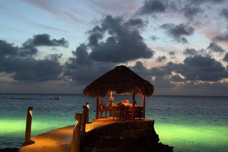 Early evening sea from Brass Boer Restaurant, Bonaire. Image by Susan Greenberg