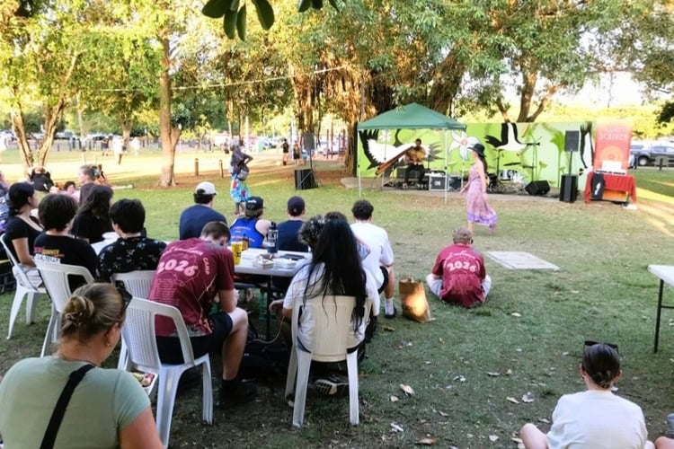 Live entertainment at Mindil Beach Market. Photo by Judy Barford