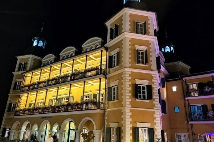 The Falkensteiner Schlosshotel in Velden, Austria, had been built on the site of a Roman road, in a community settled by Slavs, and constructed as a castle by an Austrian noble. It was the grand final stop in our biking tour of the three nations. Photo by Craig Stoltz